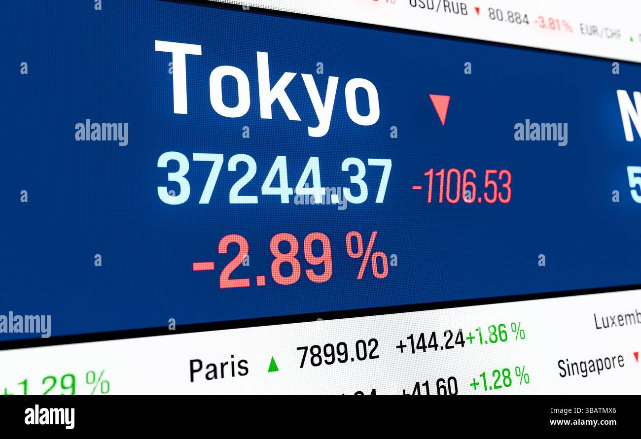 Falling stock market in Tokyo, Japan. Falling stock market in Tokyo ...