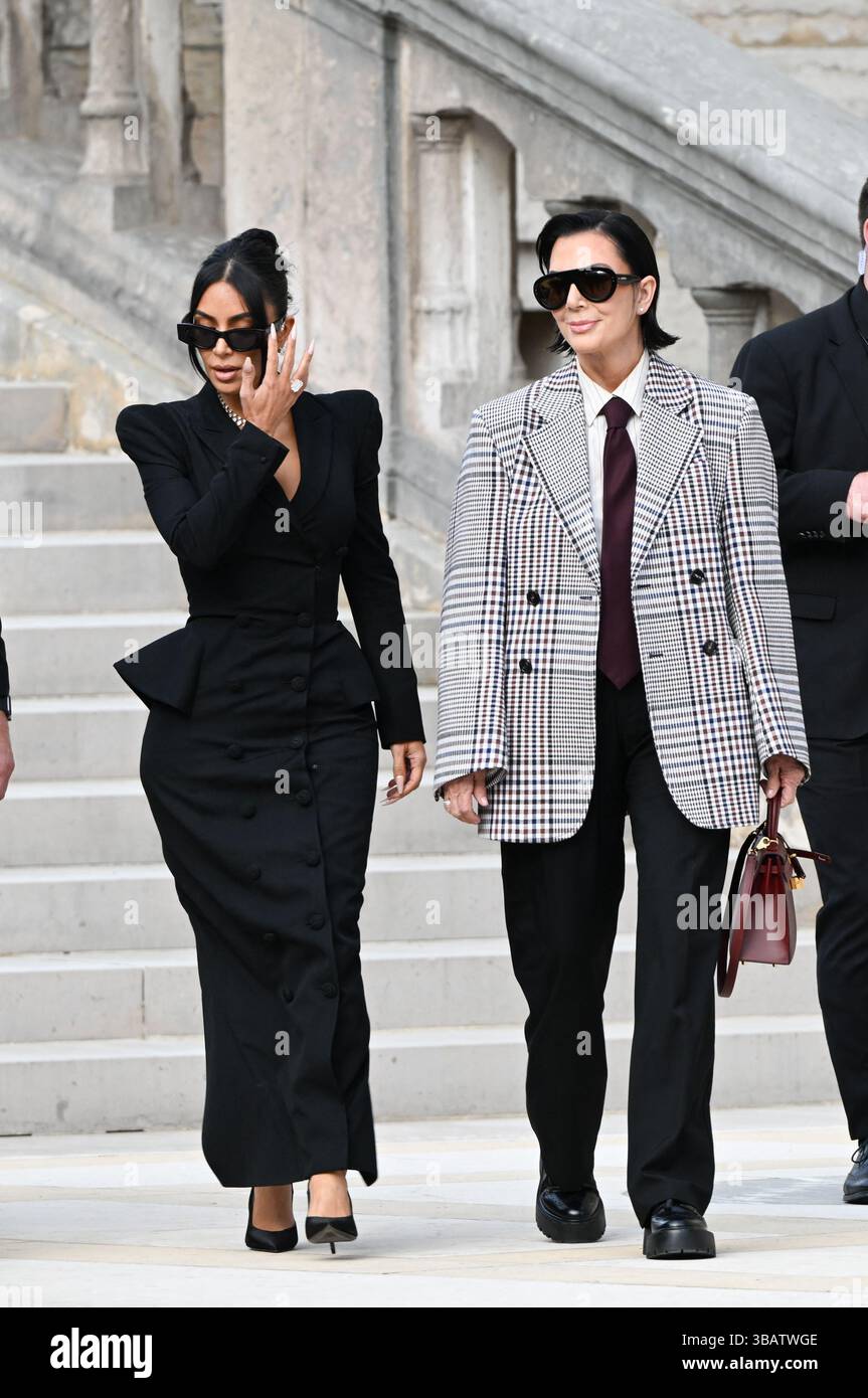 Paris, France. 13th May, 2025. Kim Kardashian and Kris Jenner leave the