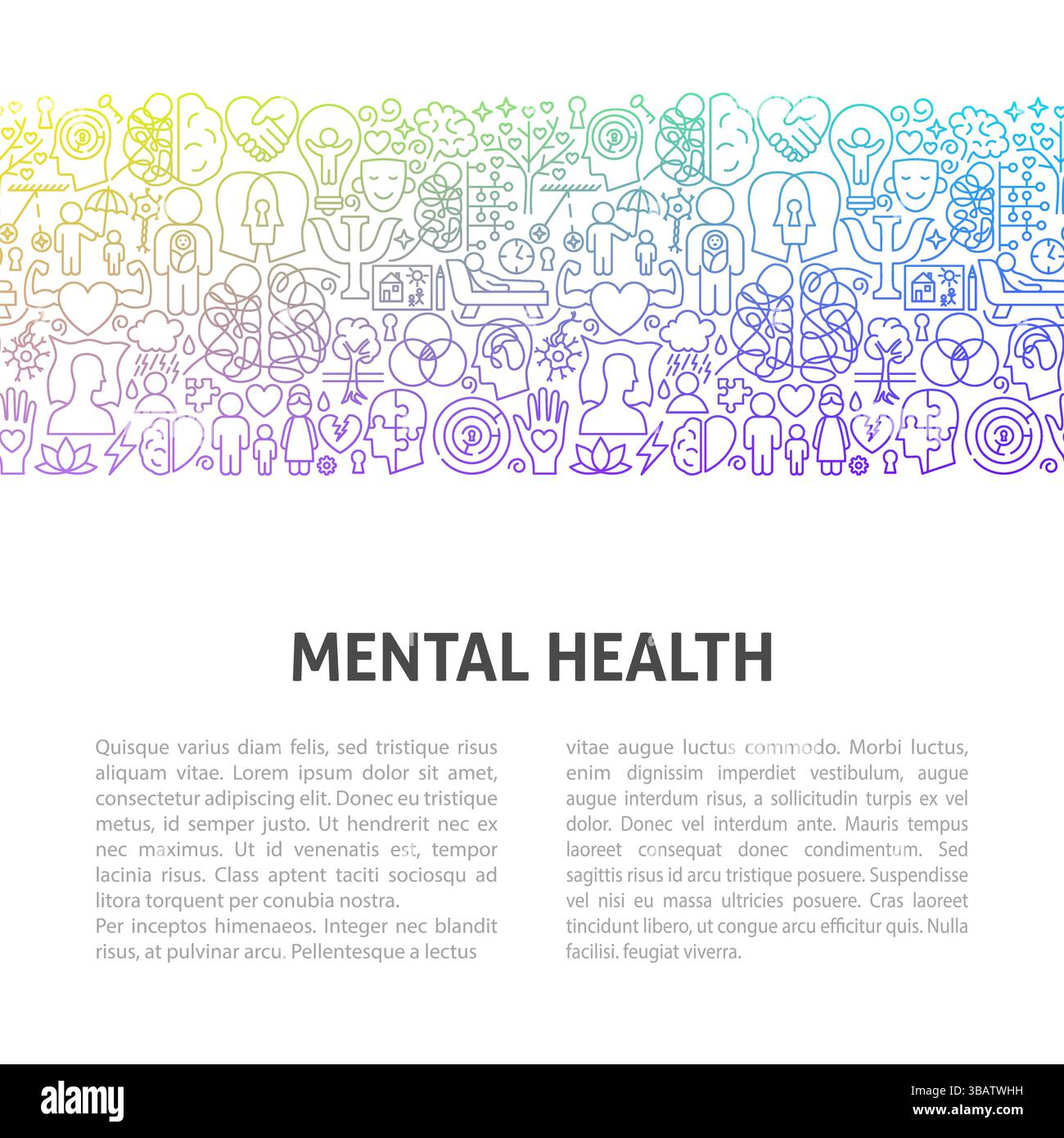 Mental Health Line Template Stock Vector
