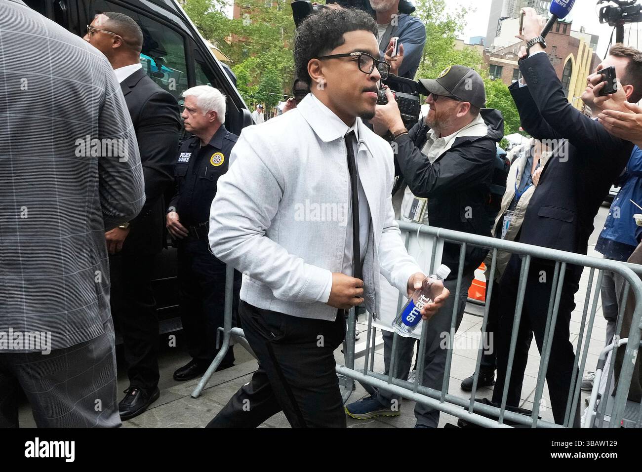 Justin Dior Combs arrives at Federal Court after the lunch break in the