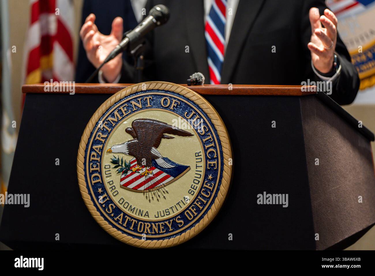 U.S. Attorney Edward R. Martin Jr. speaks at a news conference, Tuesday ...