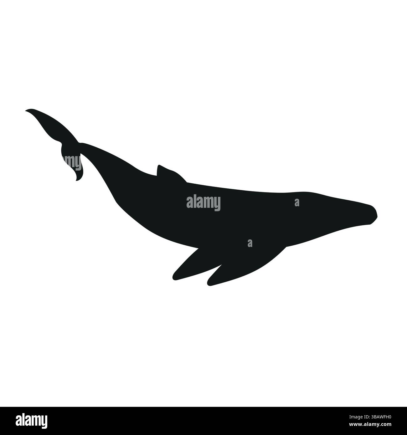Vector flat humpback whale silhouette isolated on white background ...