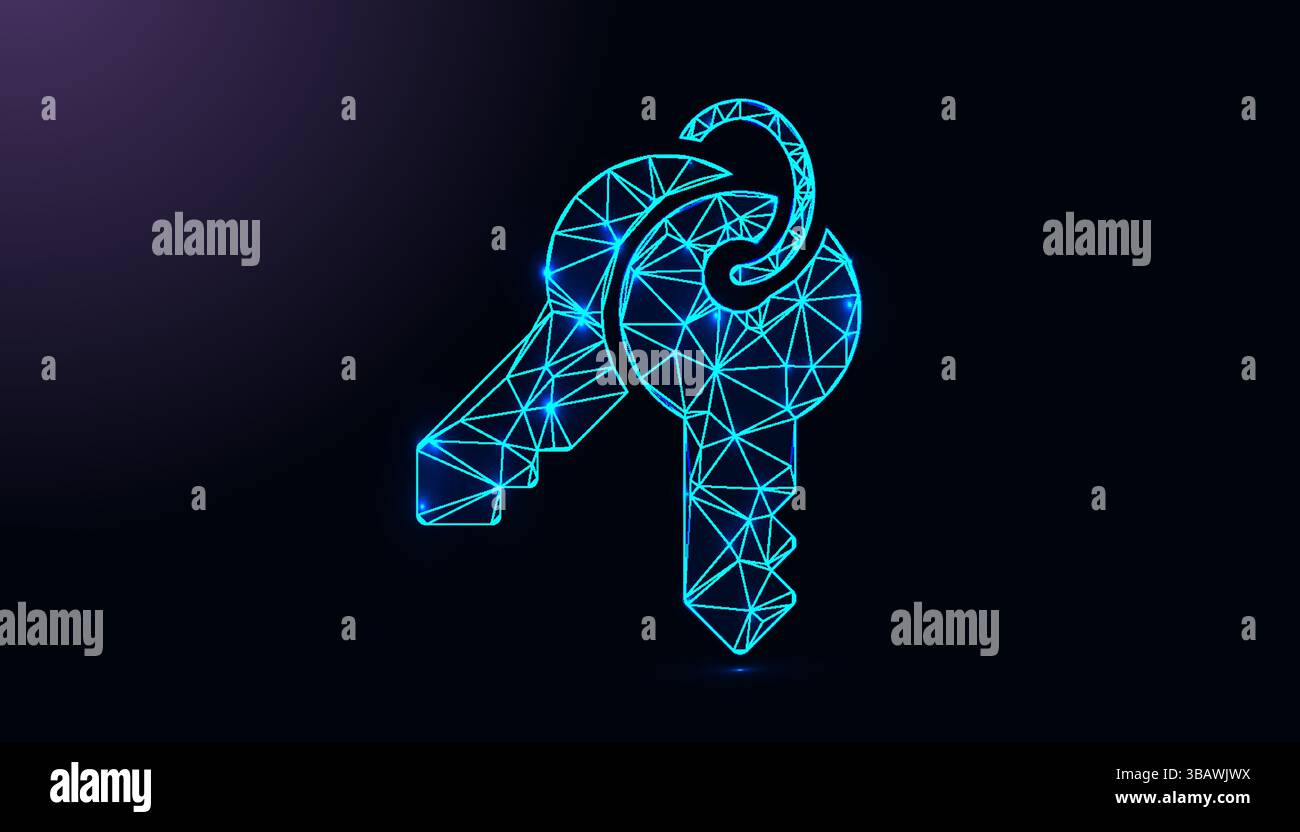 Low Key Vector Low Poly Key Design. Security key symbol key design with neon style ...