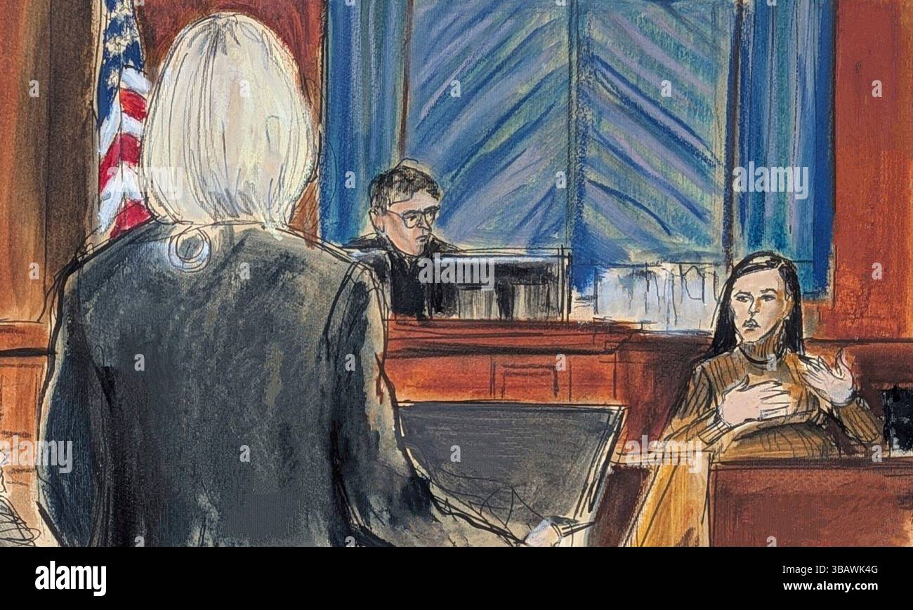 Witness Cassie Ventura, far right, answers questions from assistant US