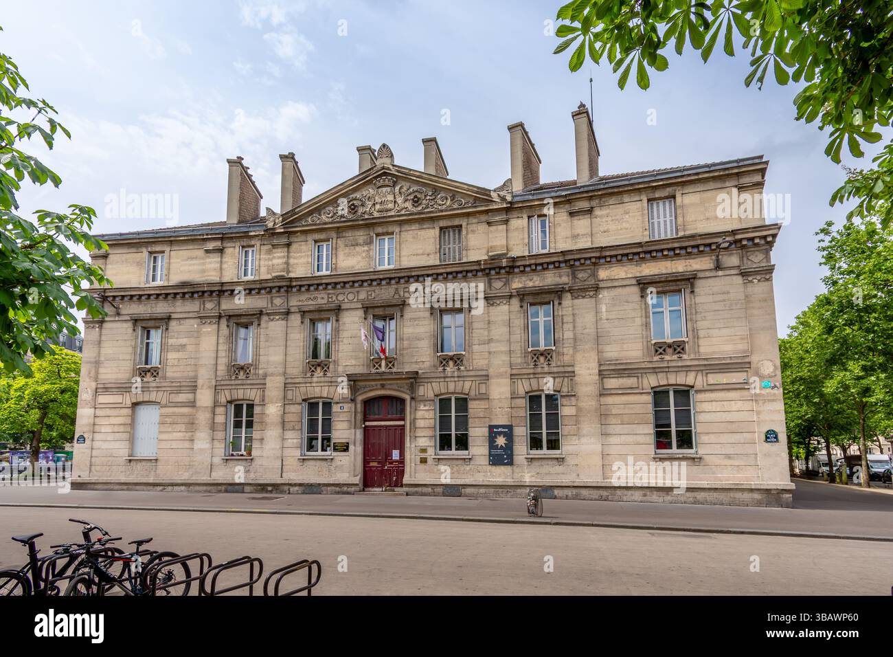 Facade of the Lycée Arago. The Lycée Arago is a Parisian secondary and higher education institution located on Place de la Nation in Paris, France Stock Photo