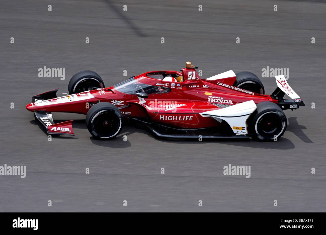 INDIANAPOLIS, IN - MAY 13: IndyCar driver Jacob Abel (51) drives into ...