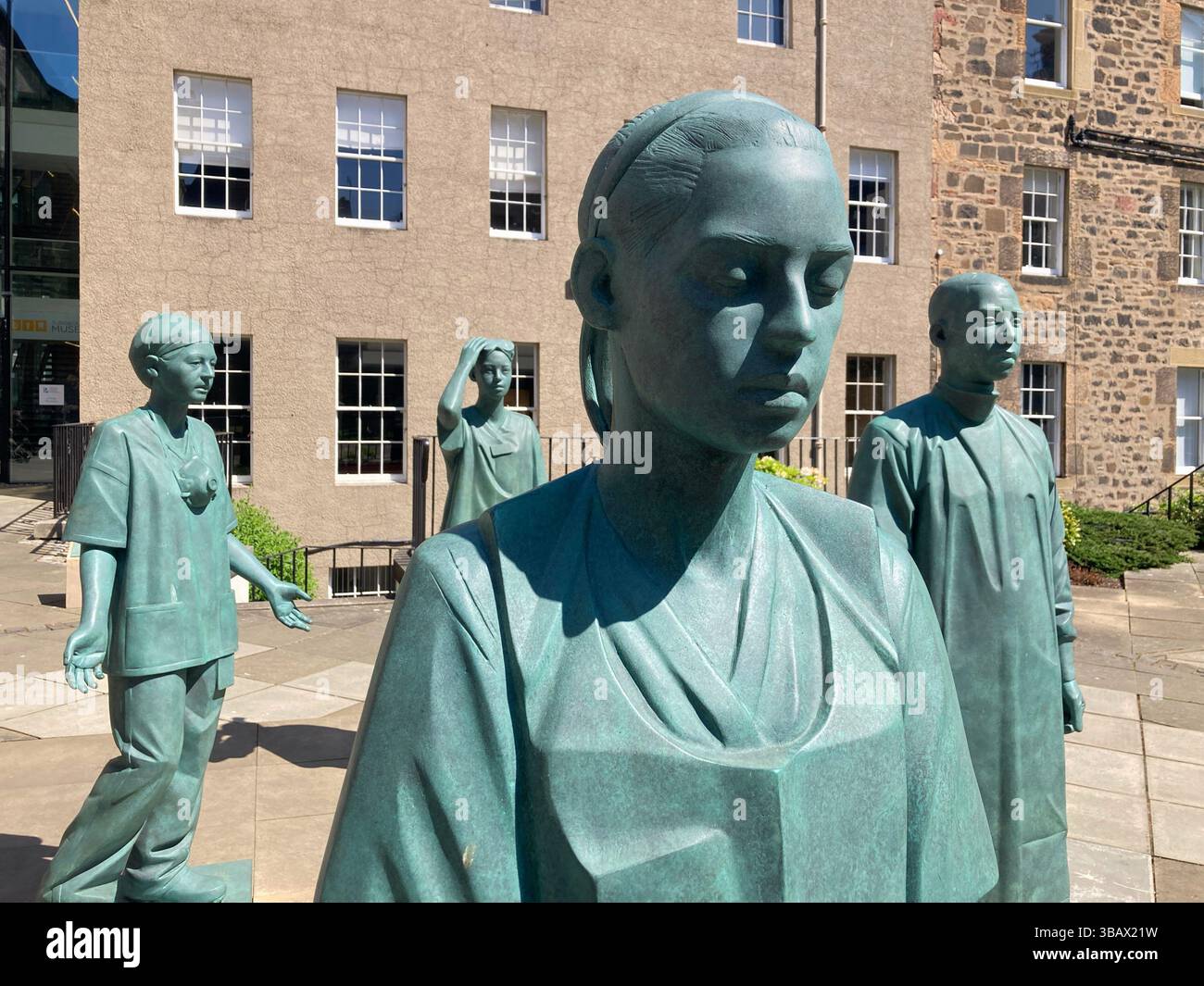 Your Next Breath sculpture, a memorial for the NHS workers work during the Covid pandemic, Surgeons Hall museum courtyard, Edinburgh Scotland - Smartphone Captured Stock Image