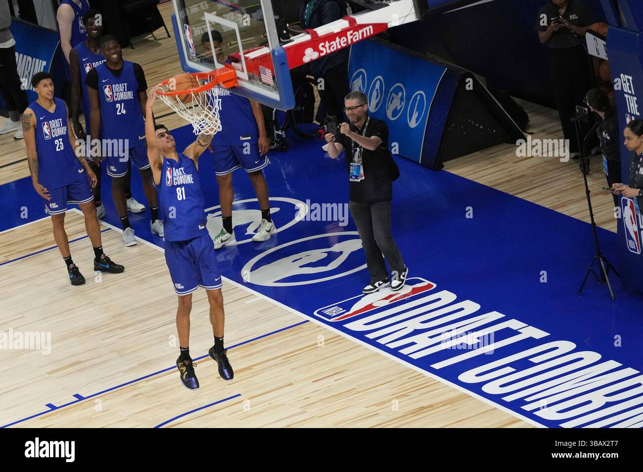 Will Riley Nbs Will Riley (81) participates at the 2025 NBA basketball Draft Combine ...
