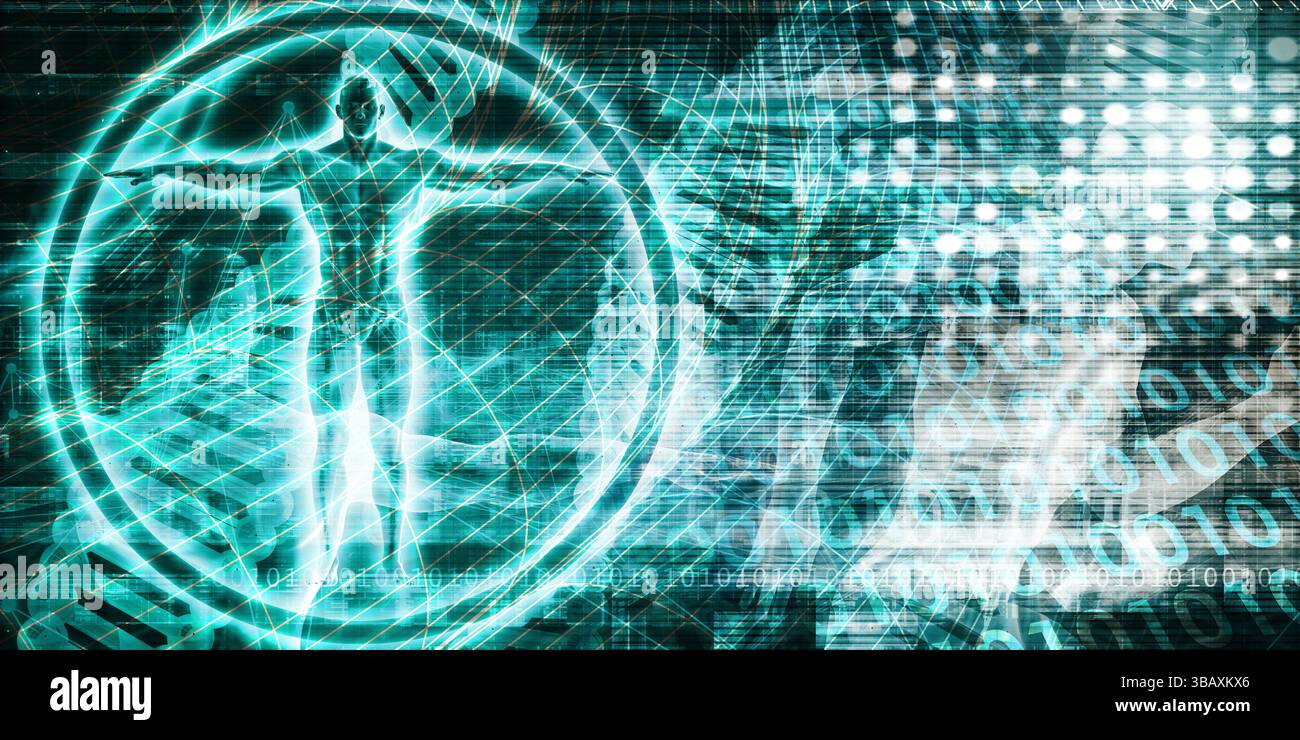 Medical Consulting with Futuristic Health Data Stock Photo
