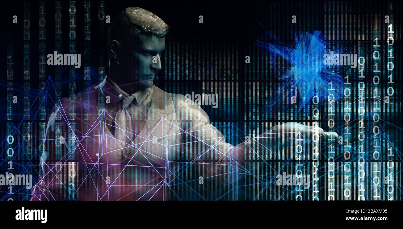 Technology Theme or Themed Background with Binary Data Stock Photo