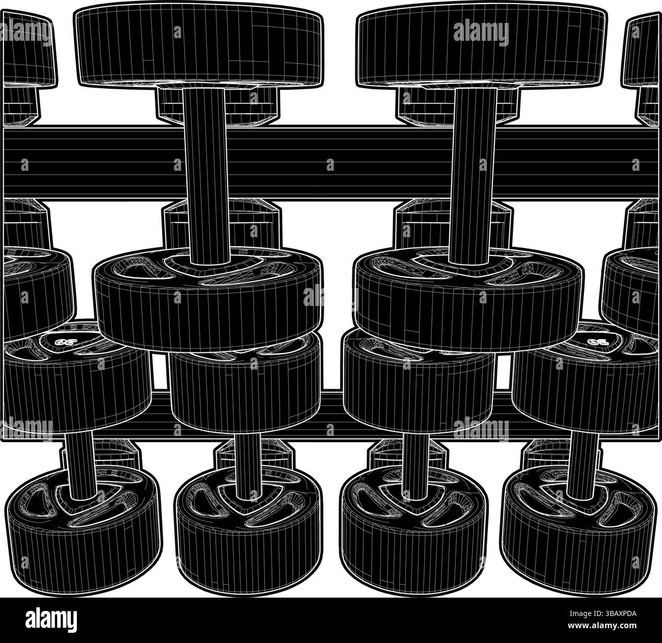 Dumbbell Rack Horizontal Vector. Illustration Of Dumbbells Isolated On ...