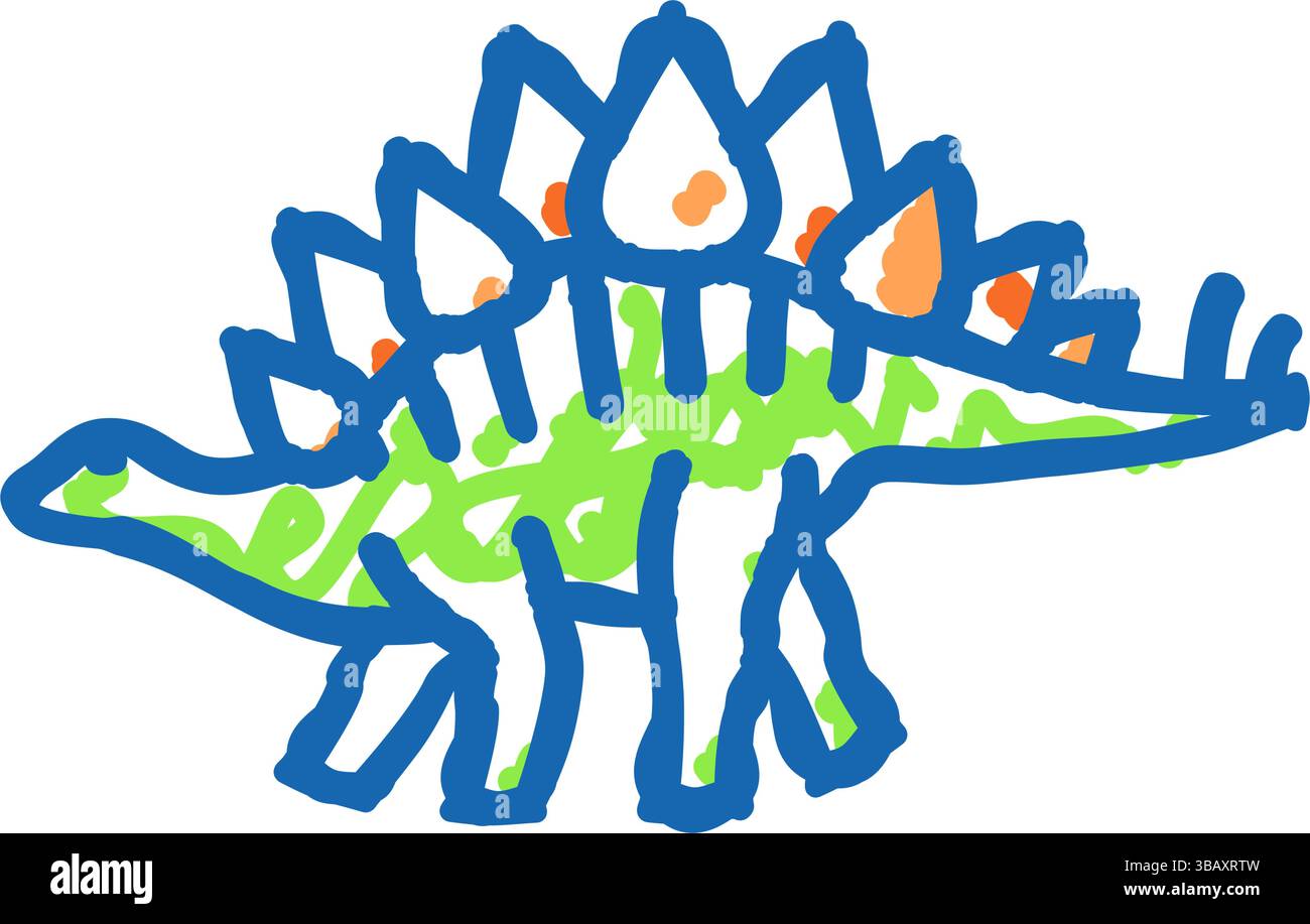 stegosaurus dinosaur animal icon doodle illustration Stock Vector Image ...