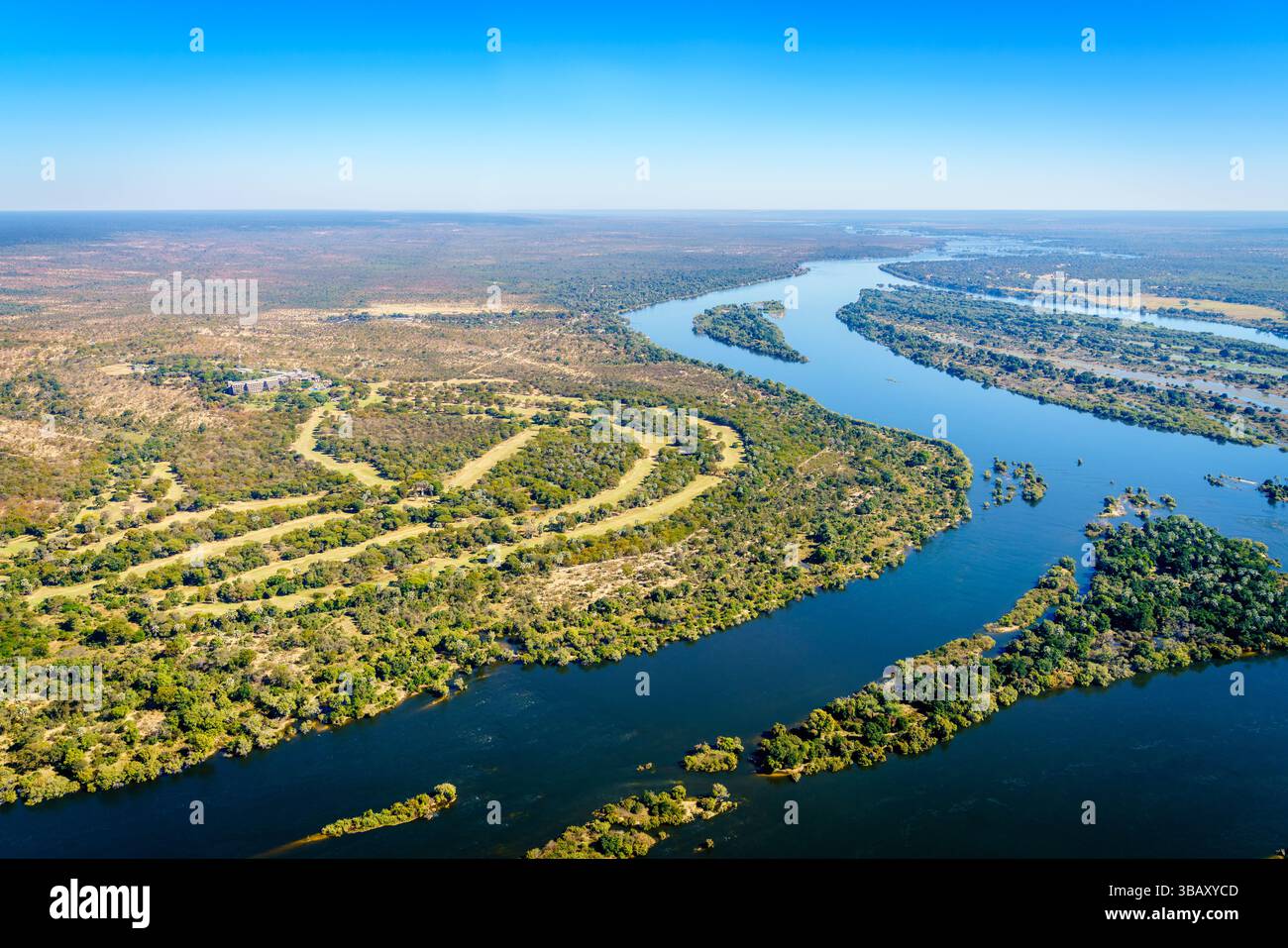 Aerial view of the Zambezi River in Zimbabwe Stock Photo - Alamy