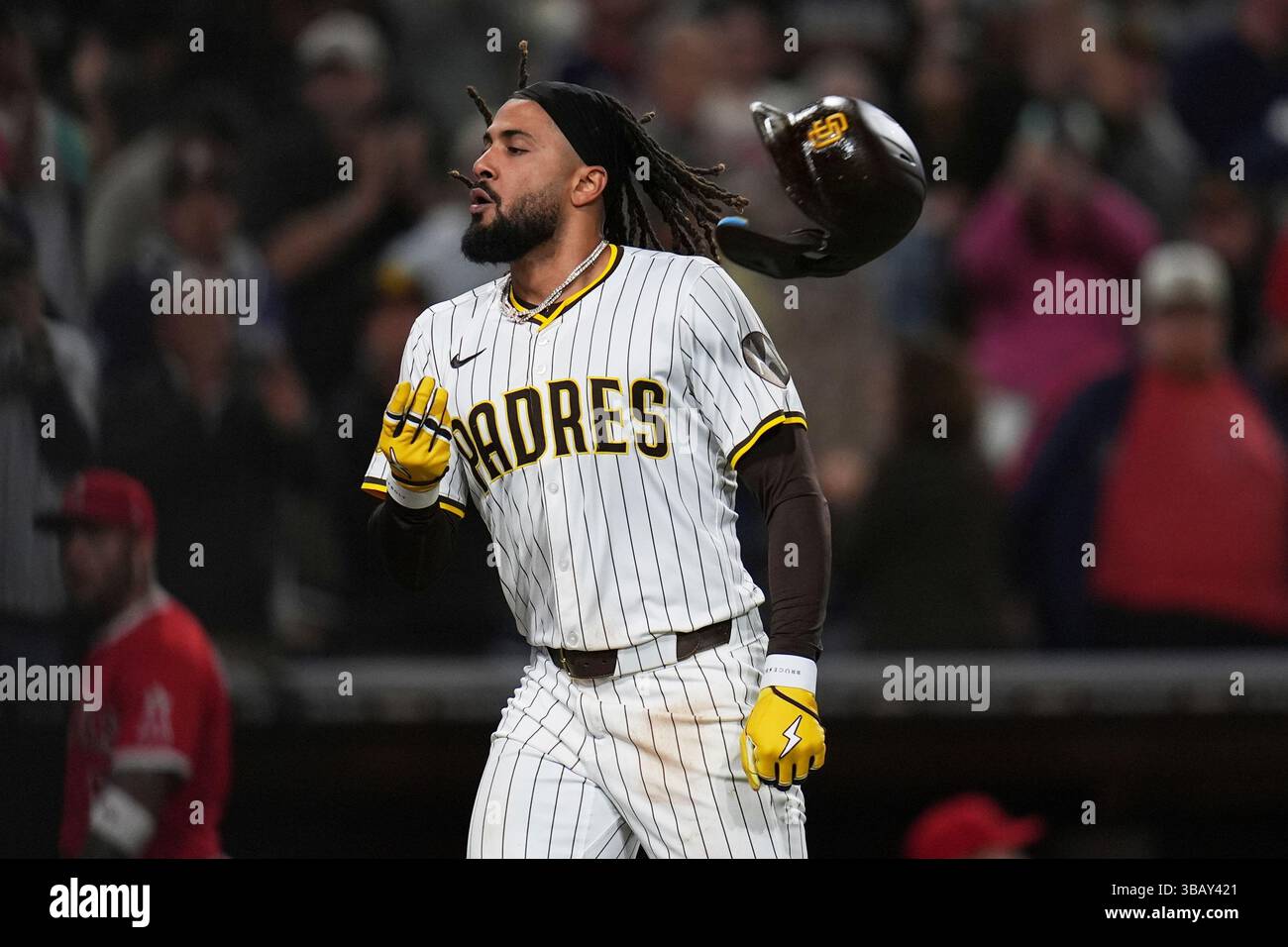 Tatis Jr. House San Diego Padres' Fernando Tatis Jr. celebrates his game-winning two ...