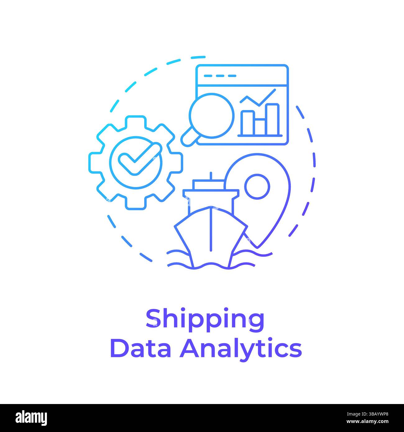 Shipping data analytics blue gradient concept icon Stock Vector
