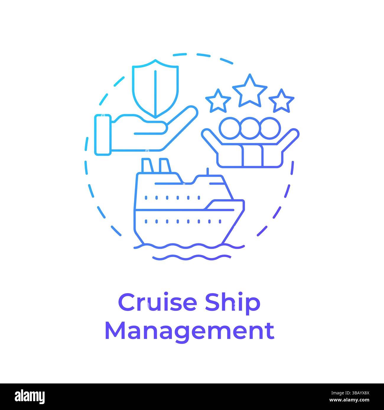 Cruise ship management blue gradient concept icon Stock Vector