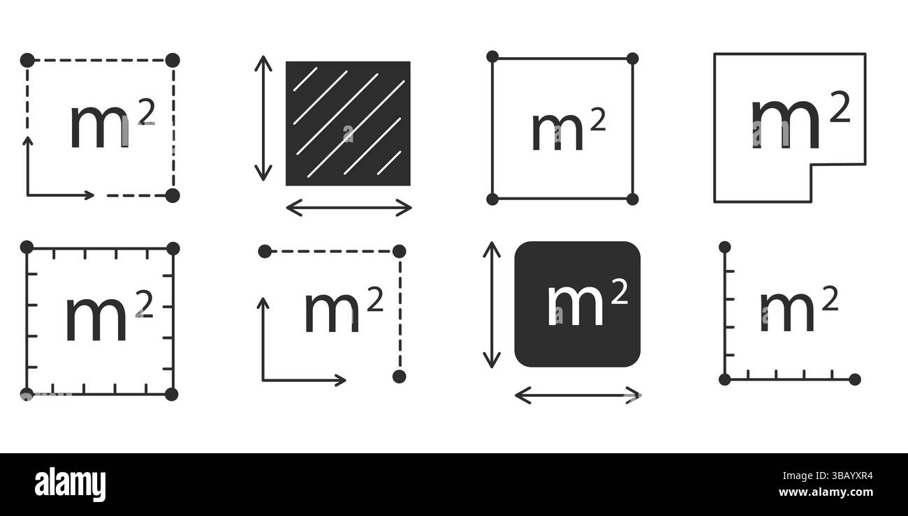 Square meter icon line quantity area, m2 measuring area sign symbol ...