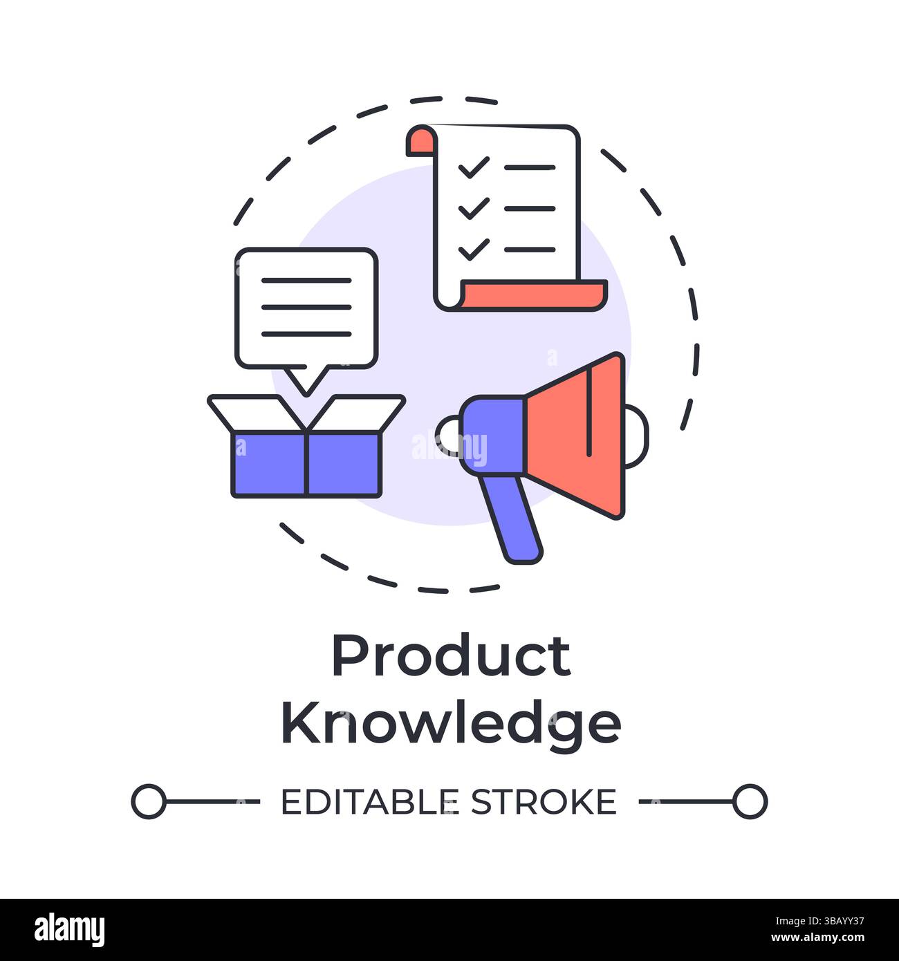 Product knowledge multi color concept icon Stock Vector