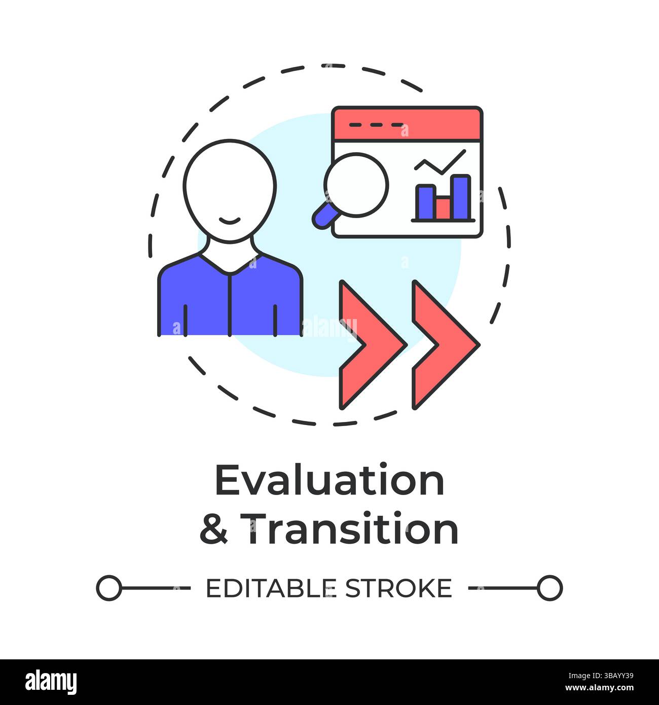 Evaluation and transition multi color concept icon Stock Vector