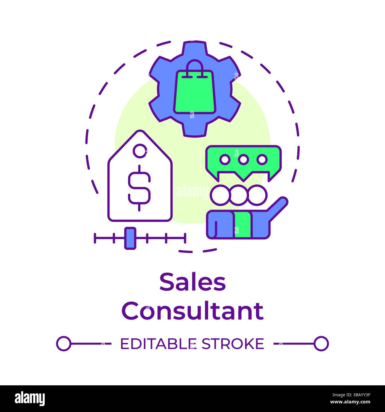 Sales consultant multi color concept icon Stock Vector