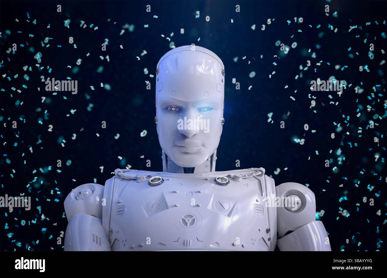 Machine learning concept 3d rendering ai robot with education graphic interface Stock Photo
