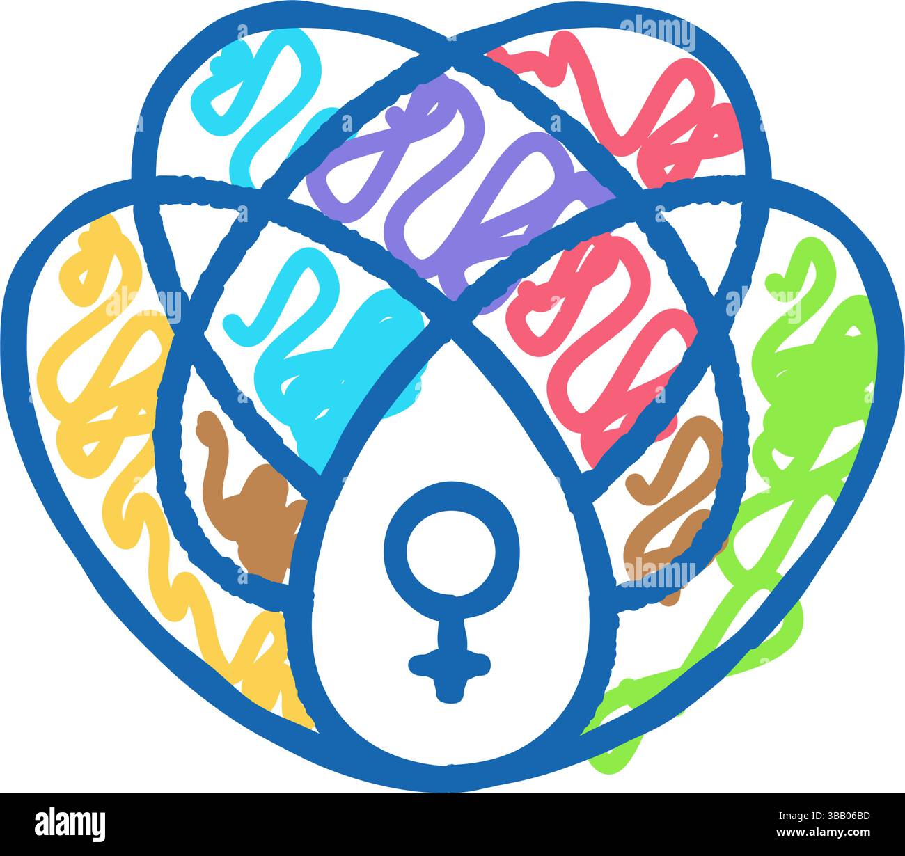 intersectional feminism woman icon doodle illustration Stock Vector ...