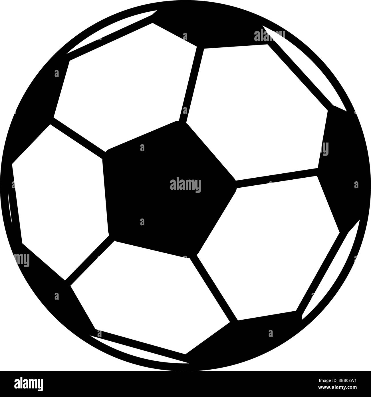 Black and white silhouette of a soccer ball for sports and game ...