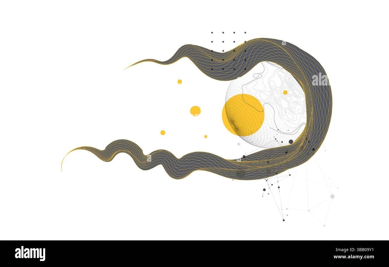 Abstract wireframe wave. Template for science and technology ...