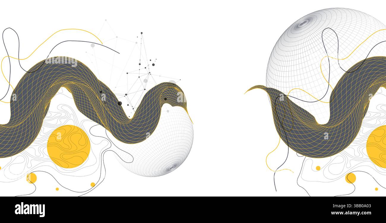 Abstract wireframe wave. Template for science and technology ...