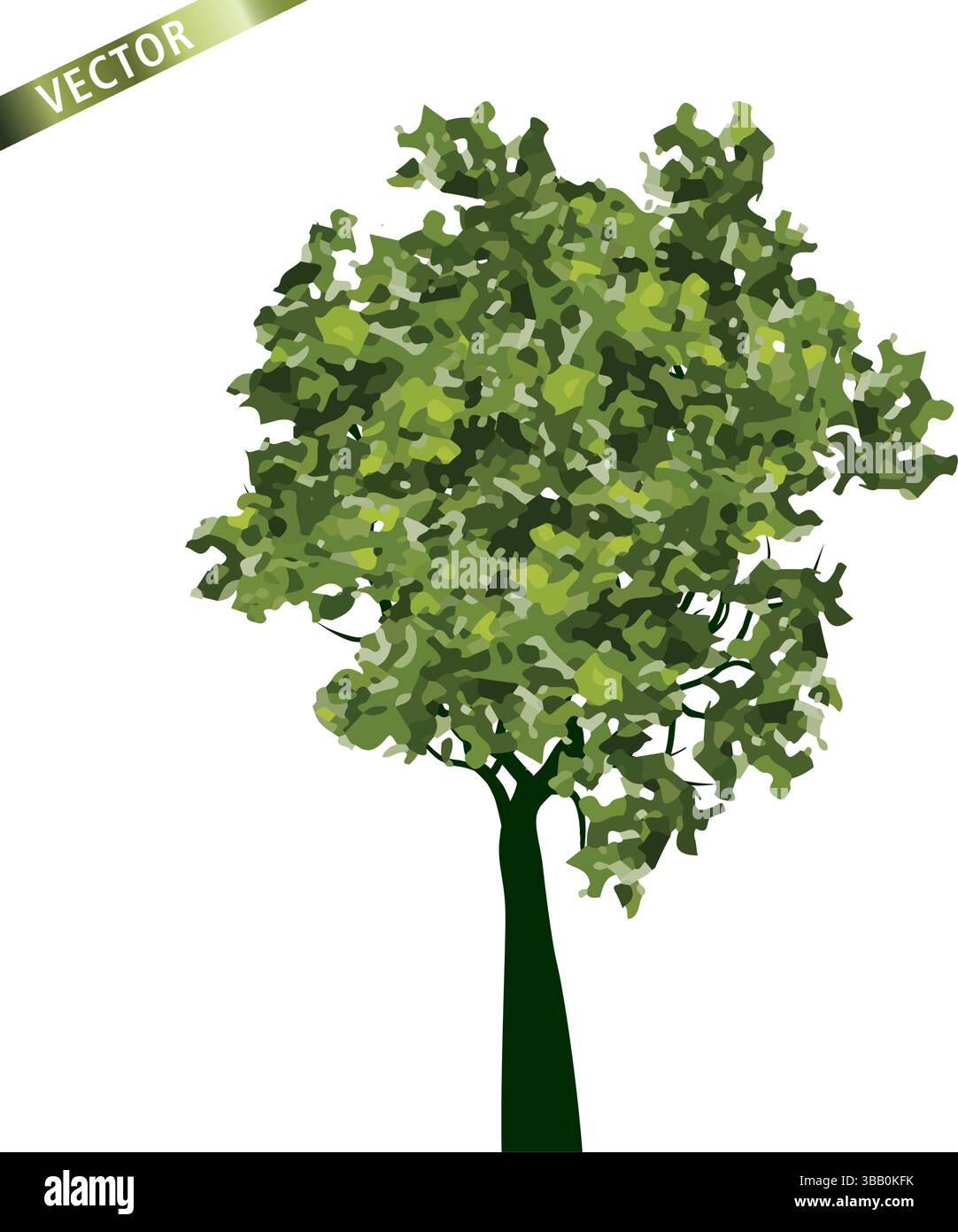 Green Tree Isolated on White Background. Vector outline Illustration. Stock Vector