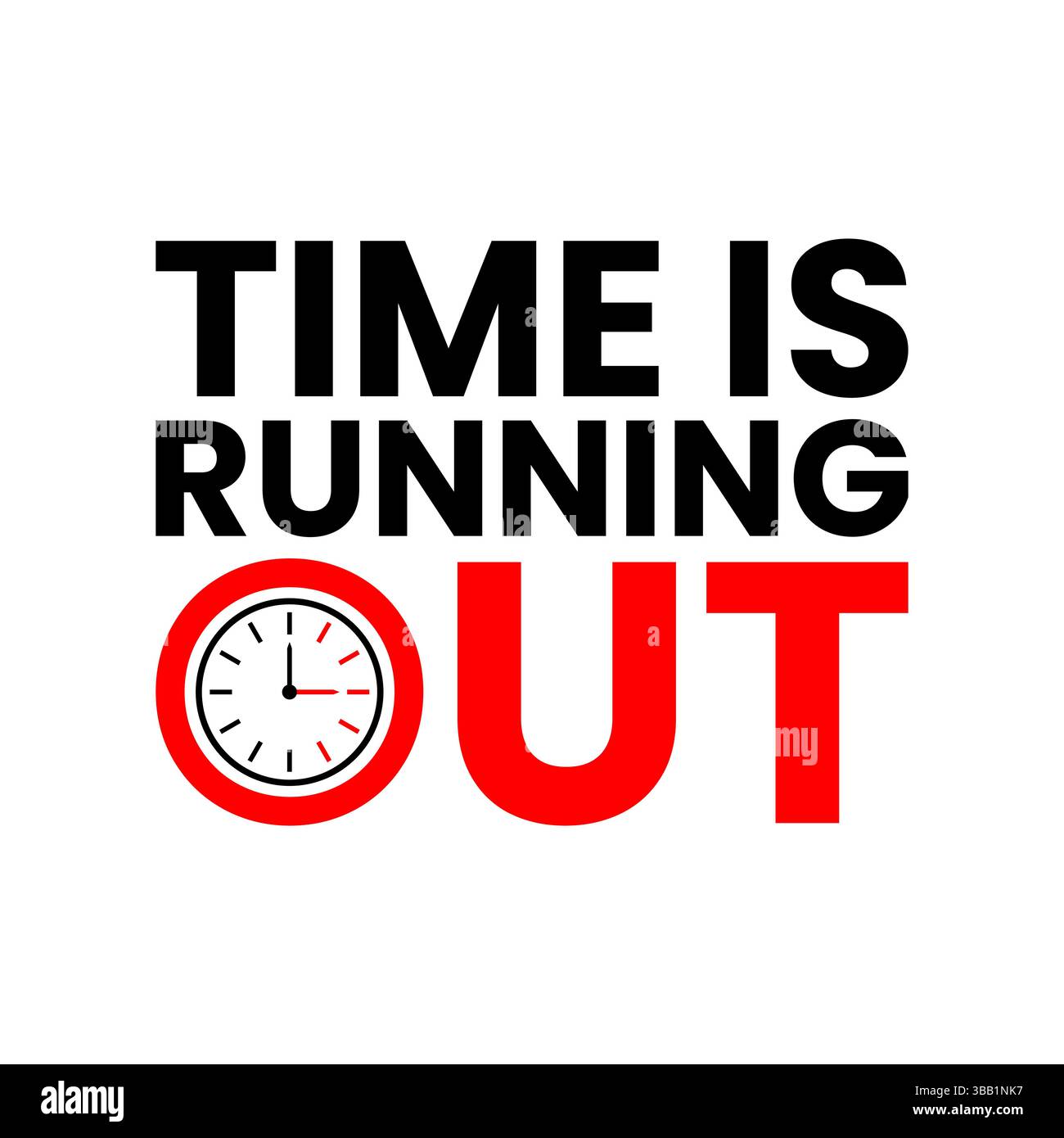 Time Running Out Vector with Clock, Countdown, and Urgency Concept Stock Vector
