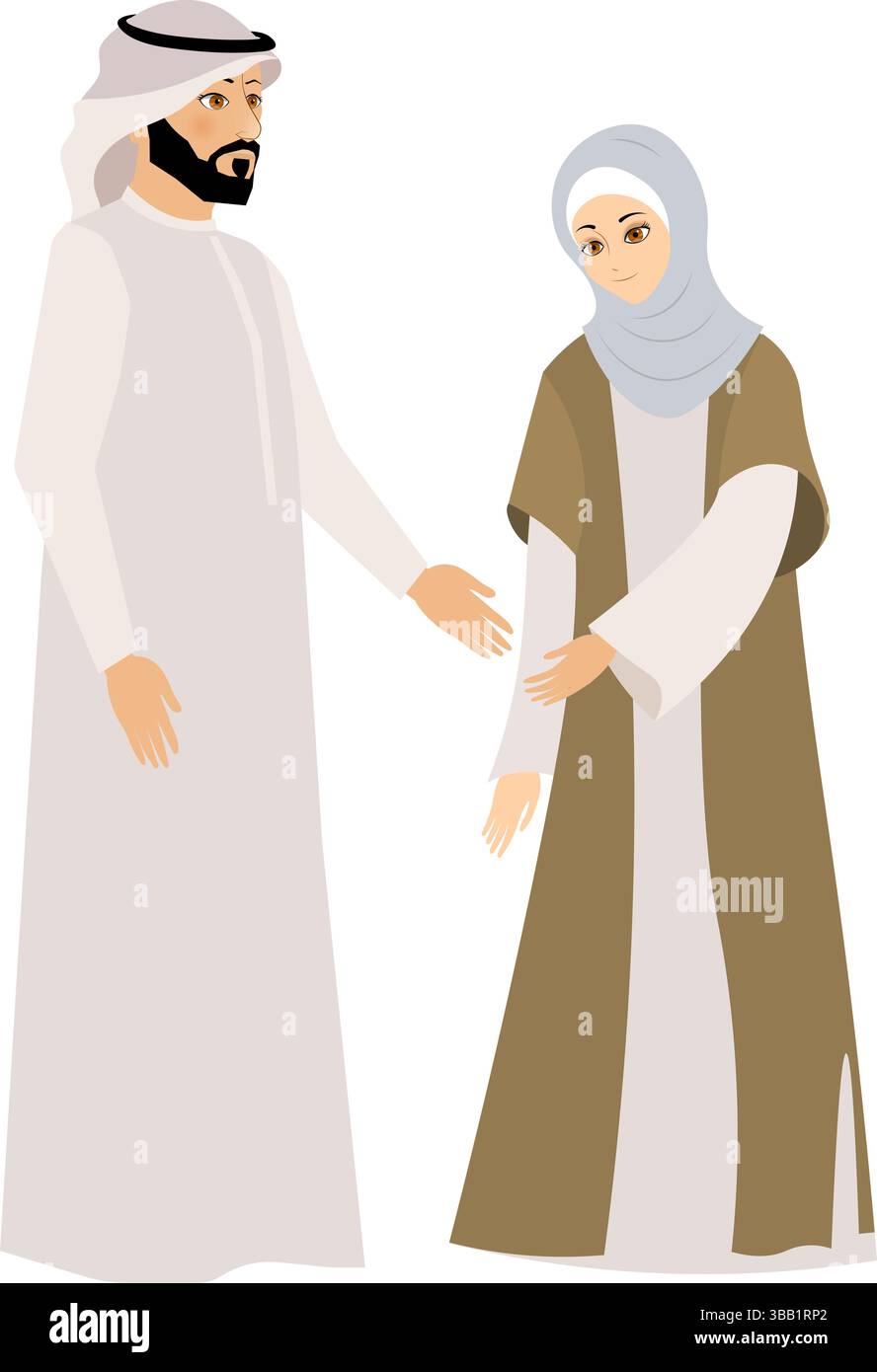 Vector people. Muslim family. Muslim modest woman and man in ...