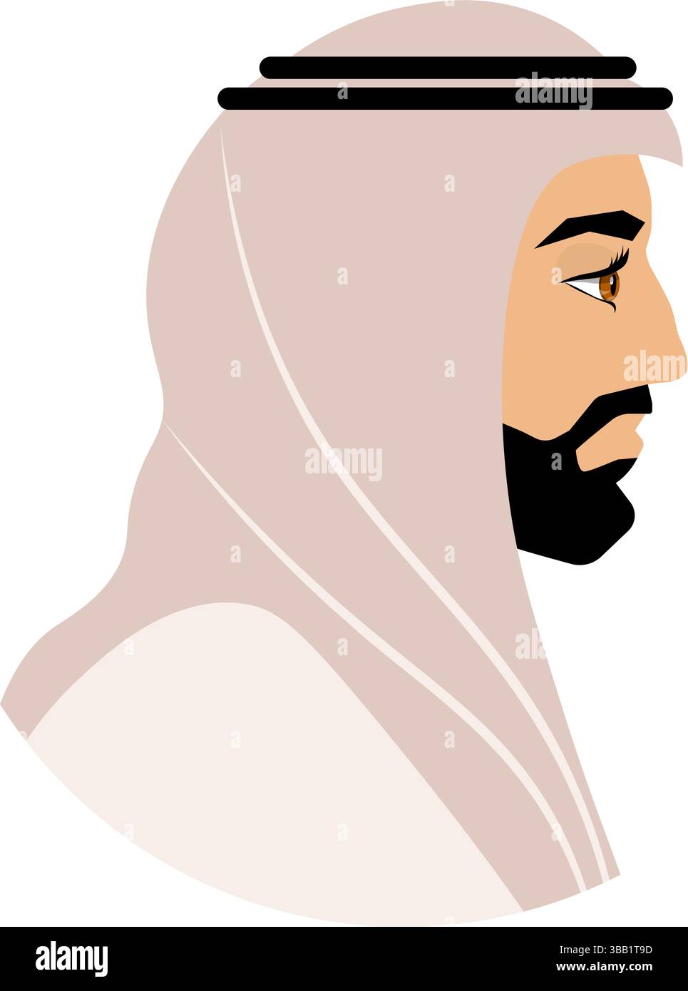 Vector people. Avatar. Serious Arab man in profile wearing traditional ...