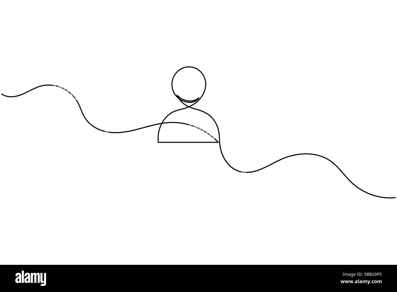 User person icon continuous one line drawing isolate outline vector ...