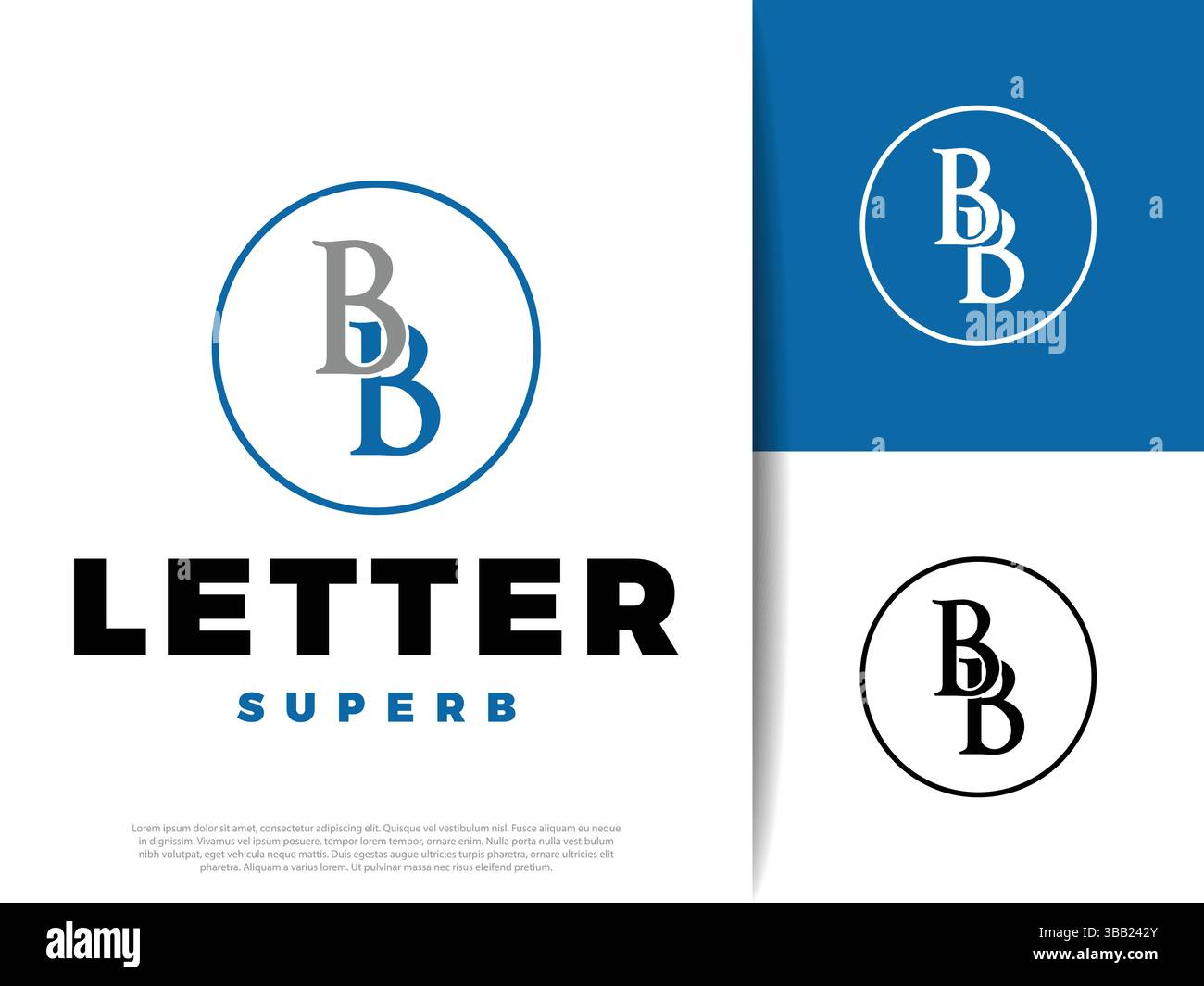 Initial Letter BB Icon Illustration Design Stock Vector