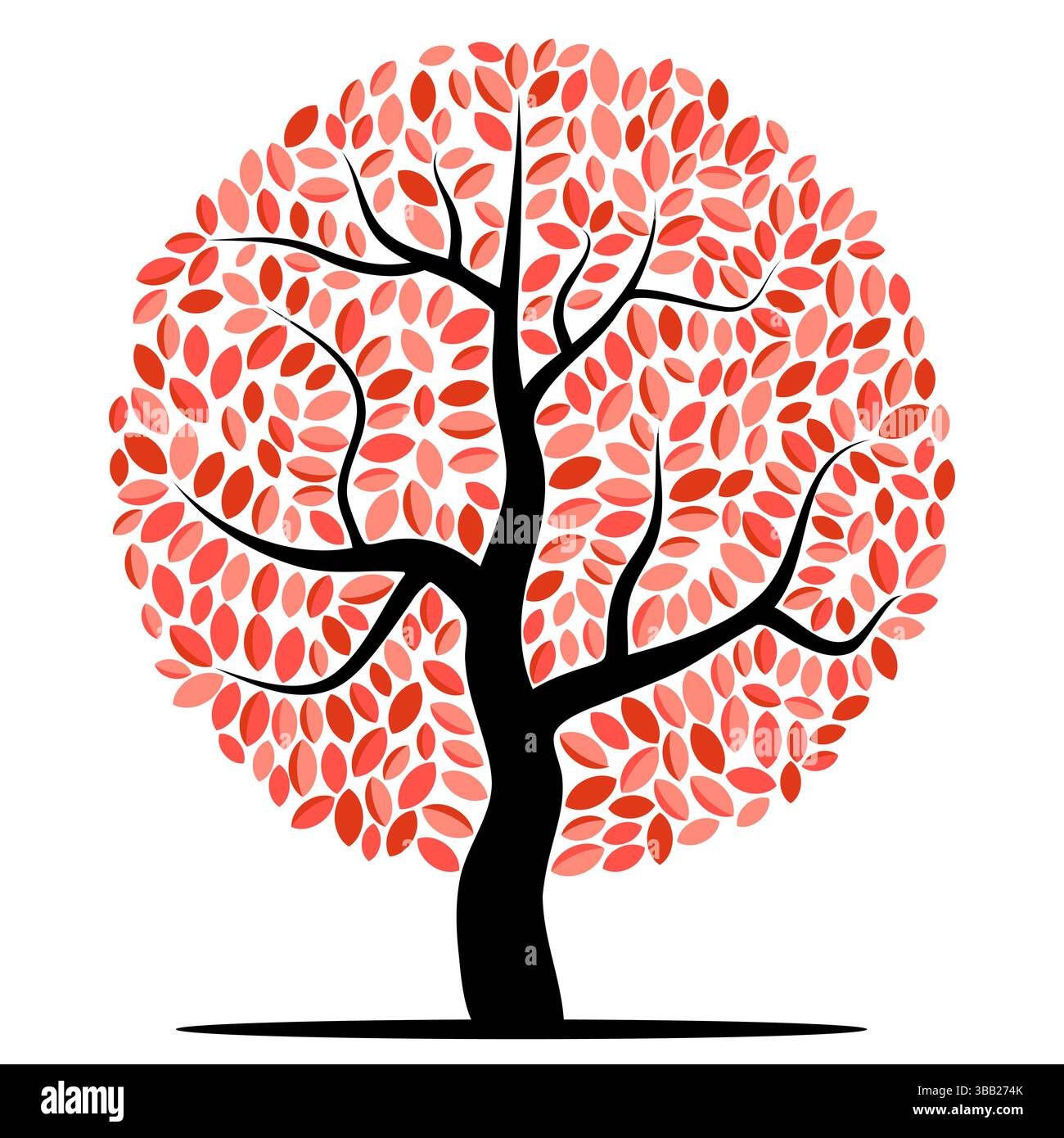 Vector tree with red leaves isolated on a white background Stock Vector
