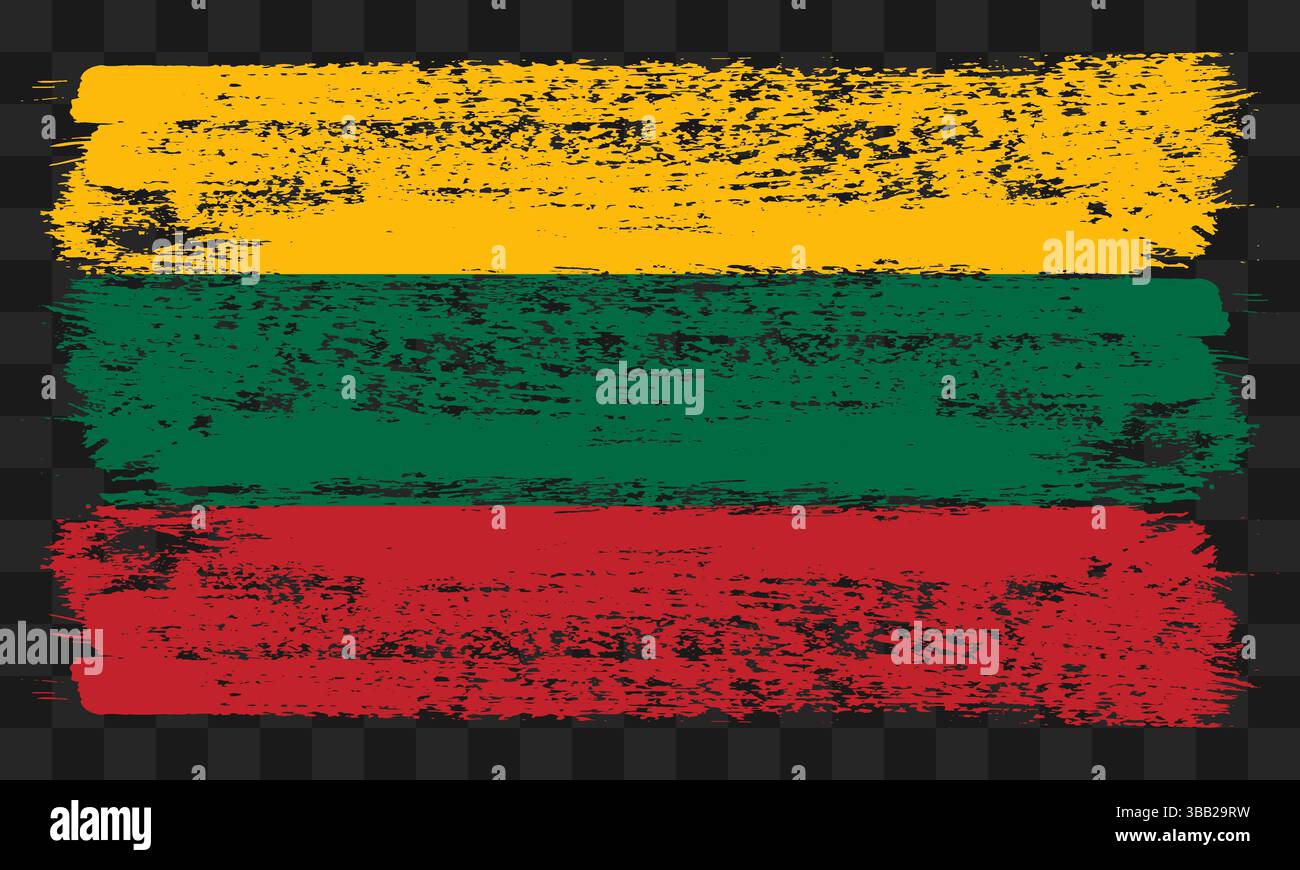 Vector Lithuania flag in grunge style on transparent background Stock Vector
