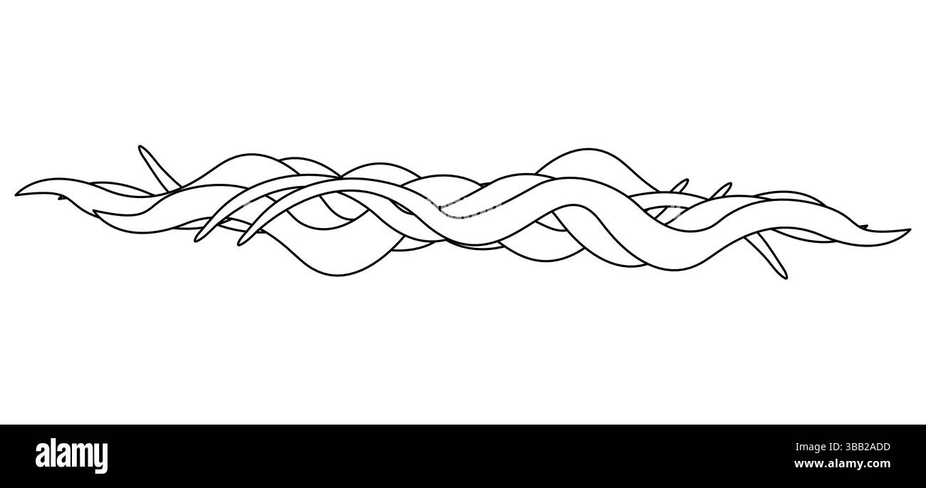 Coloring page with summer outline vector drawing of abstract ocean water wave. A aqua pattern. Ideal for entertaining kids, beach, seasonal, summertim Stock Vector