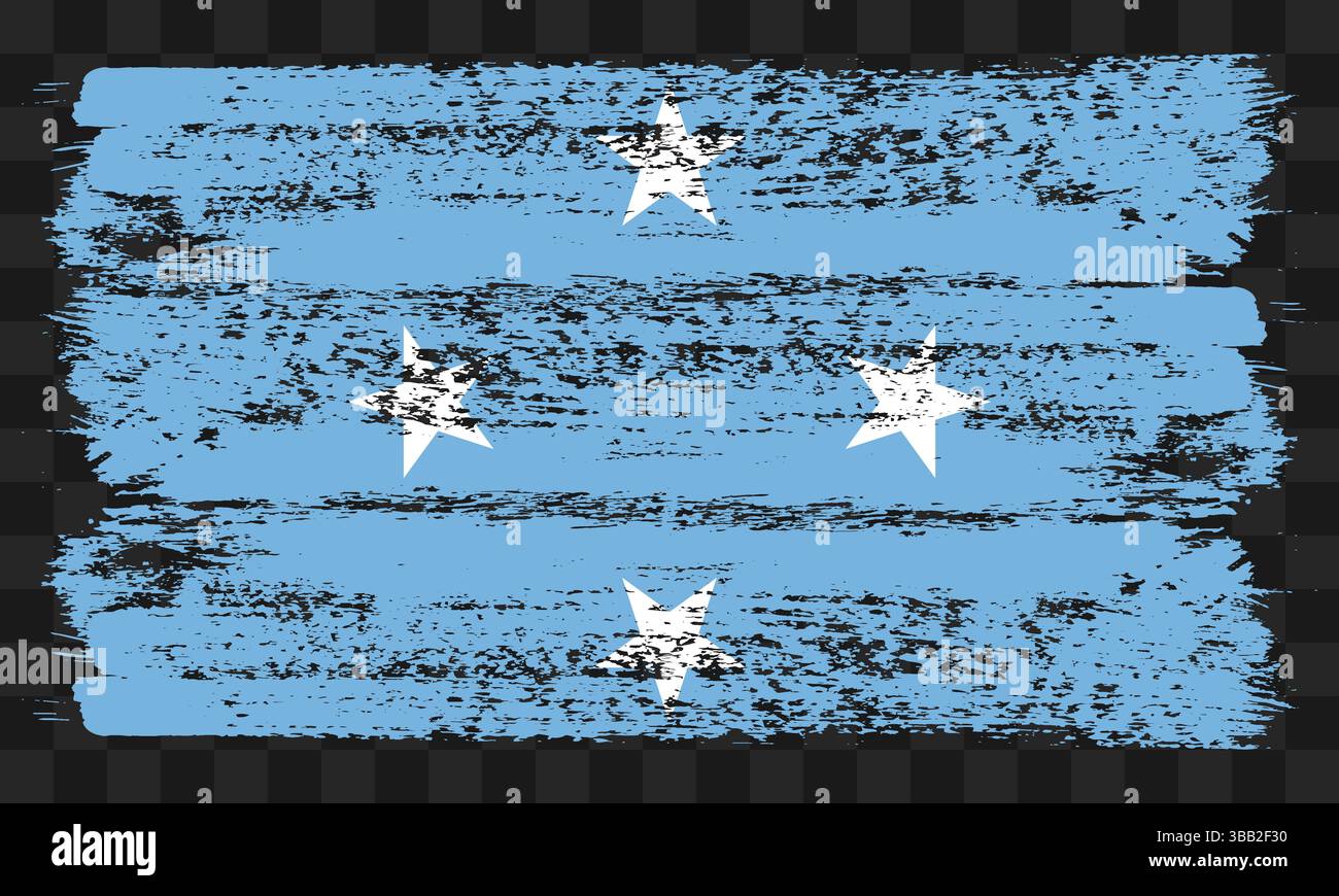 Vector Micronesia flag in grunge style on transparent background Stock ...