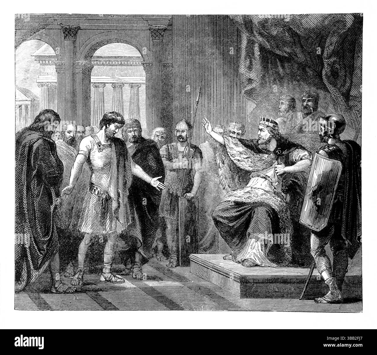 The Servants of Hezekiah reporting the message of the King of Assyria (Kings) from Antique 19th Century The Holy Bible containing the Old and New Test Stock Photo