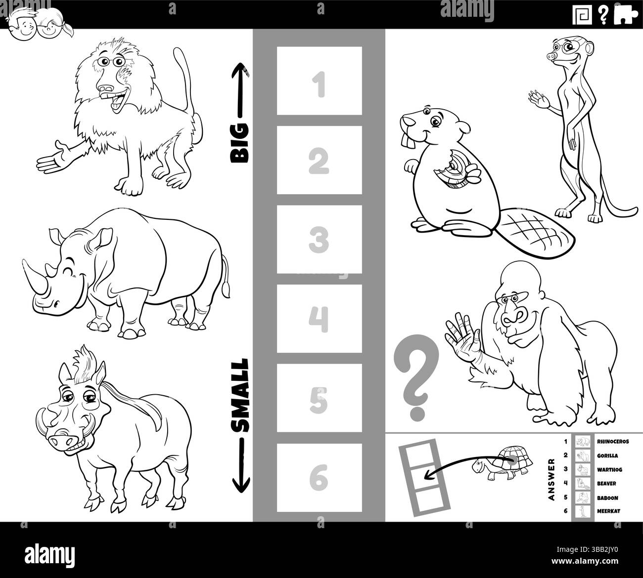 Cartoon illustration of educational puzzle activity of finding the ...