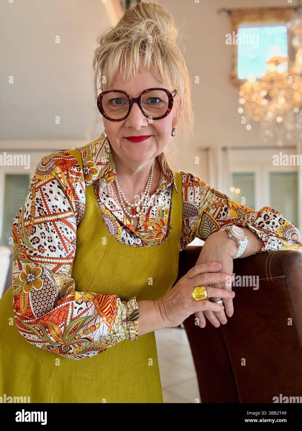 Moods of 60 year old woman - Smartphone Captured Stock Image