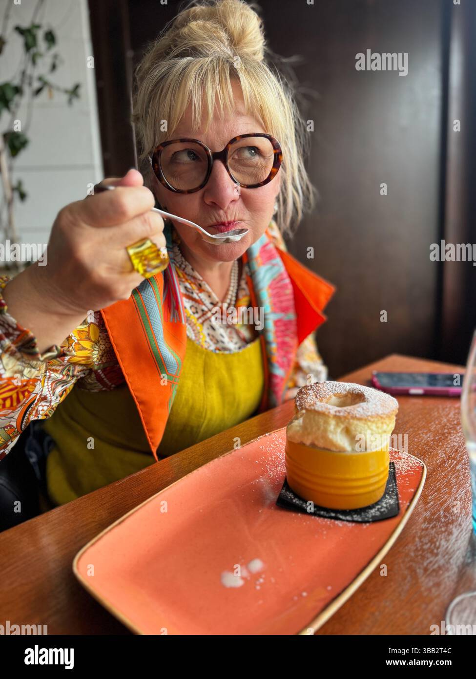 Moods of 60 year old woman - Smartphone Captured Stock Image