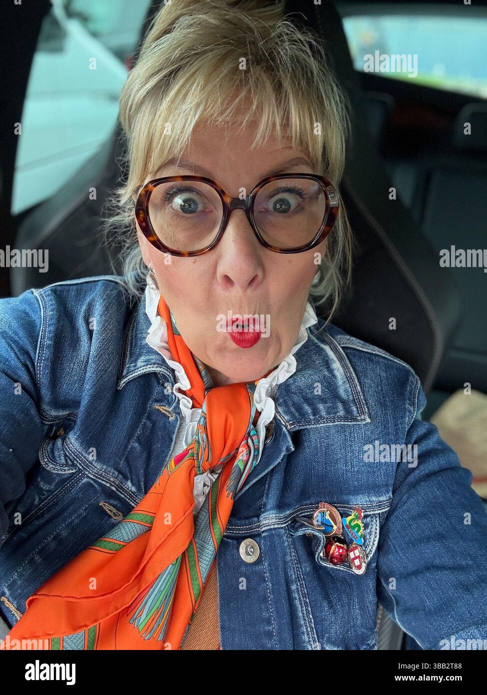 Moods of 60 year old woman - Smartphone Captured Stock Image