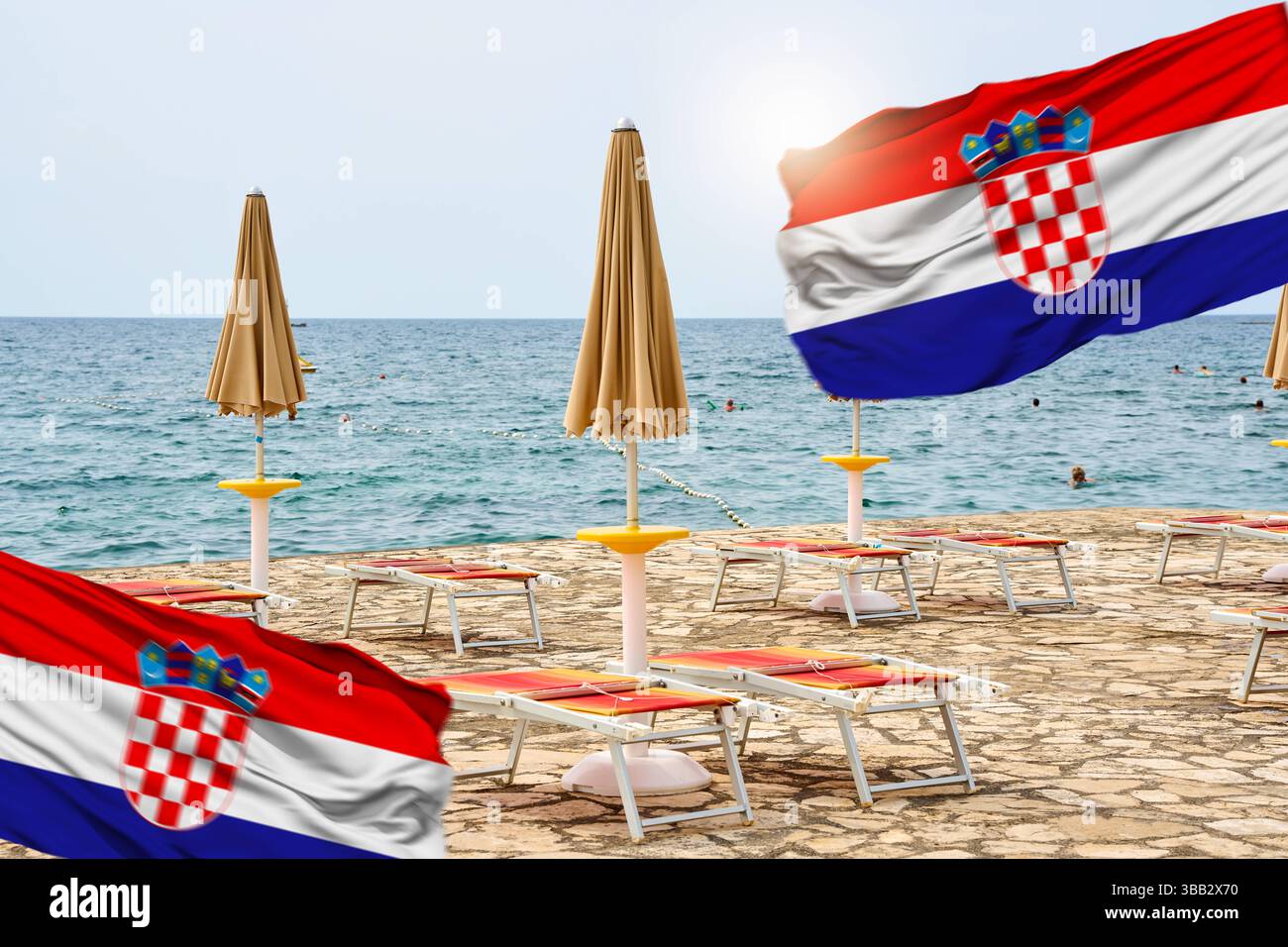 Bavaria, Germany - 14 May 2025: PHOTOMONTAGE, beach loungers on the ...
