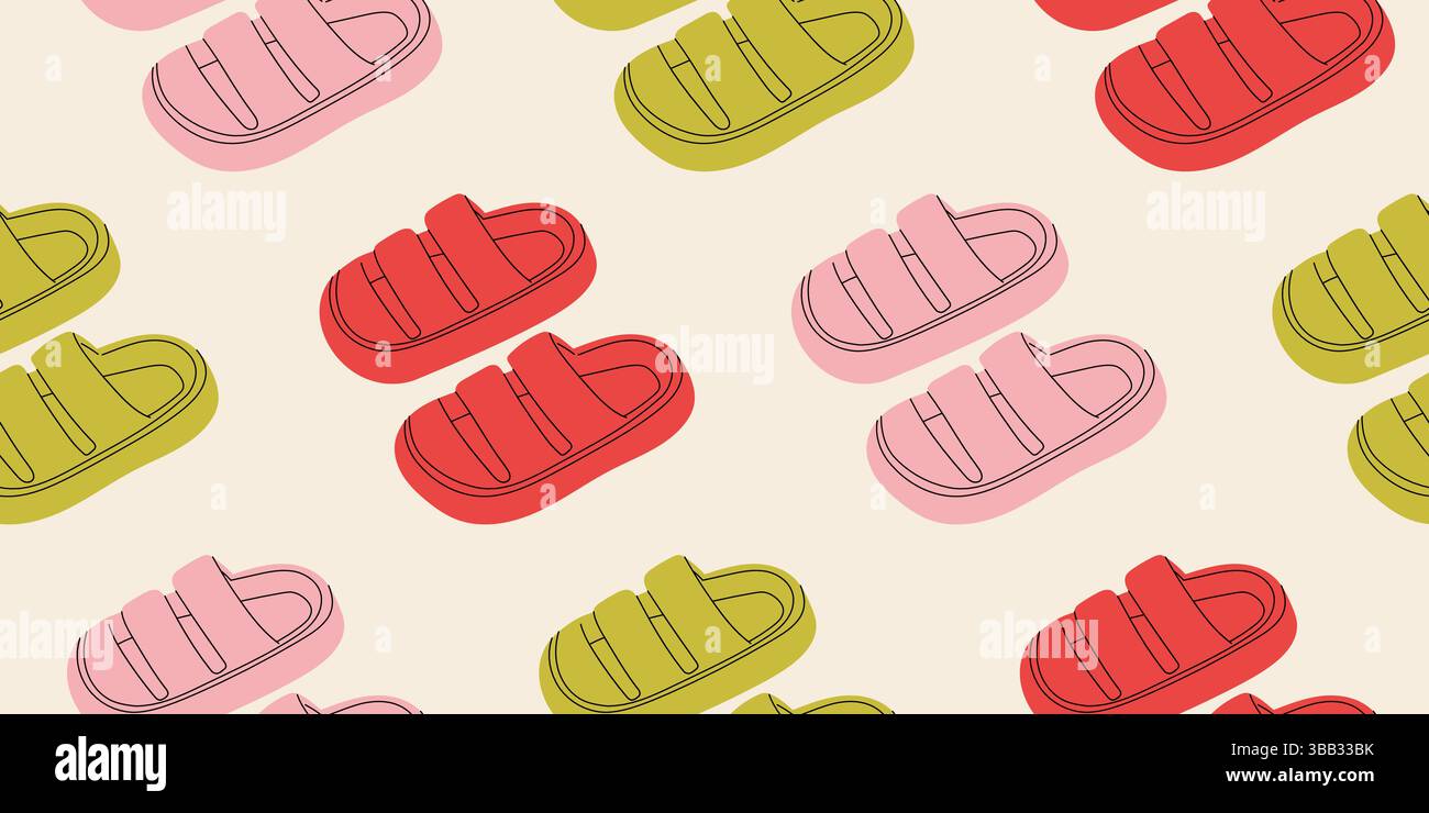 Seamless pattern with summer women's shoes Stock Vector