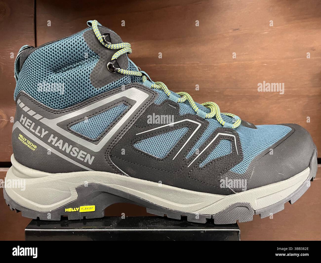 Helly Hansen trekking shoes Helly Tech Waterproof Stalheim HT Boots, outdoor footwear designed for hiking, travel, and all-weather adventures - Smartphone Captured Stock Image
