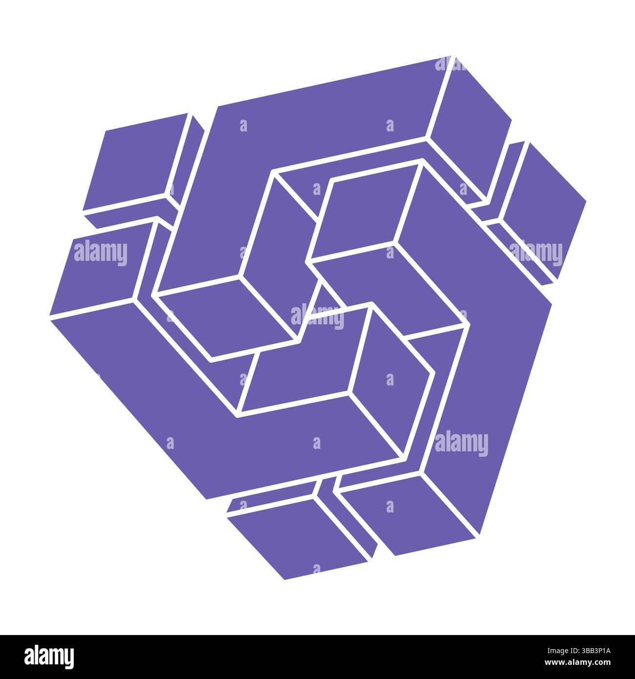 Impossible shapes, optical illusion logo, vector. Optical art objects. Geometric figures. Stock Vector