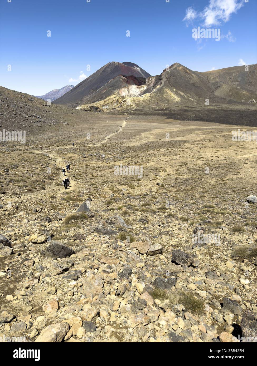 On the hiking trail of the Tongariro Alpine Crossing in Tongariro ...