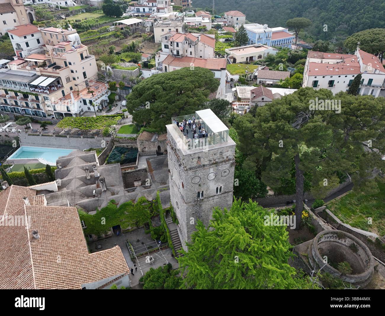 aerial view of Ravello, Amalfi Coast. Ravello is a resort town set 365 ...